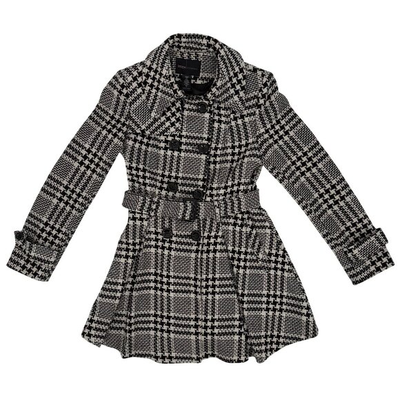 Vintage 90s Y2K Victorias Secret Black White Houndstooth Double Breasted Peacoat - Picture 3 of 16